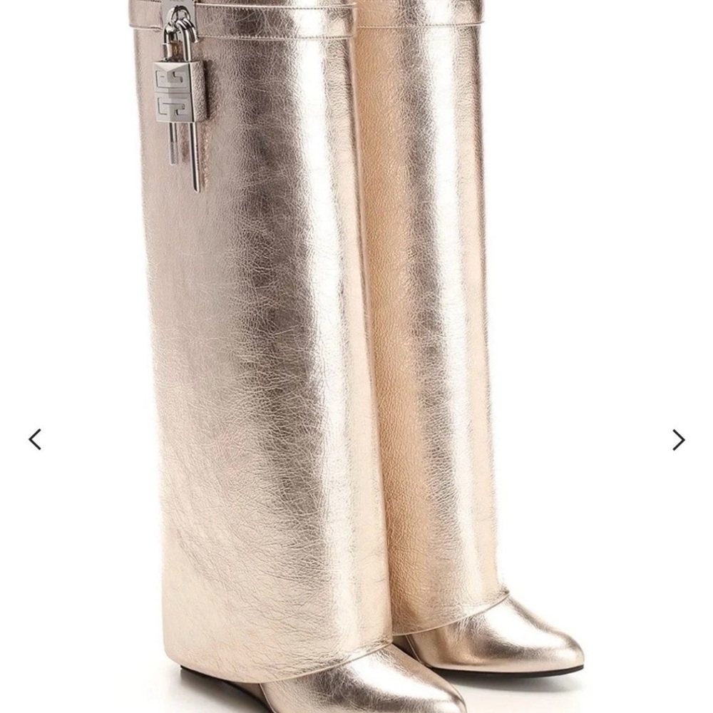 Givenchey metallic gold shark lock boots